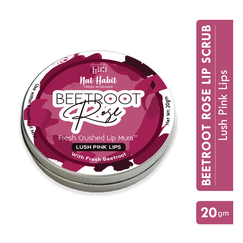 Nat Habit Beetroot Rose Fresh Lip Scrub, Lip Mask for Dark, Dry & Chapped Lips Natural Pink Lips