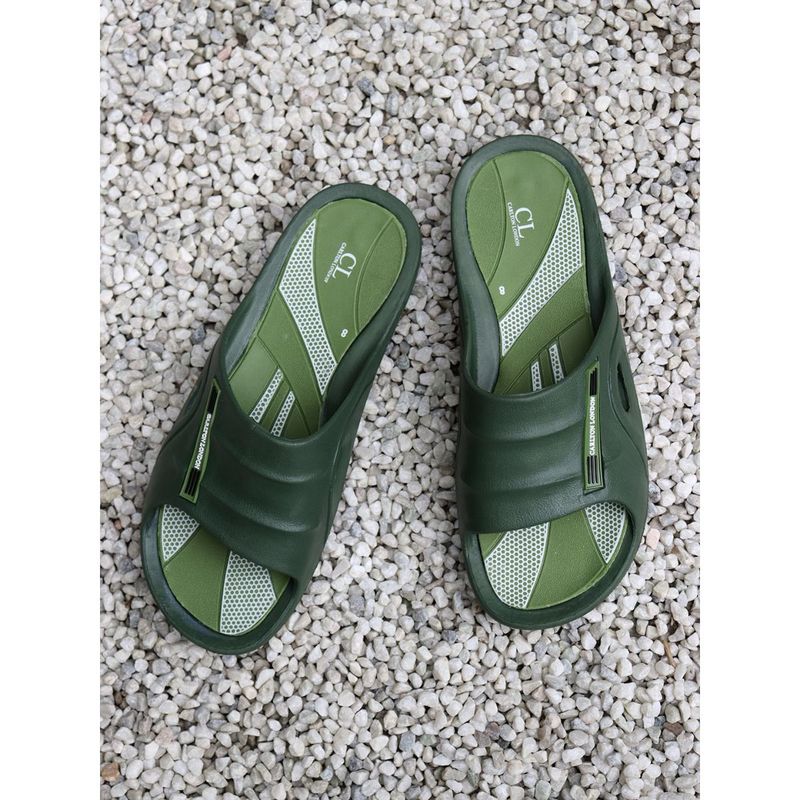 Carlton London Solid Olive Sliders (EURO 40)