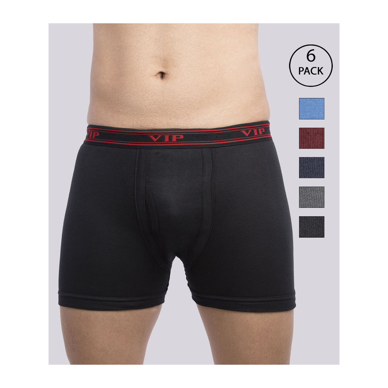 VIP Ultima Men's 100% Combed Assorted Cotton Trunks (Pack of 6) (S)
