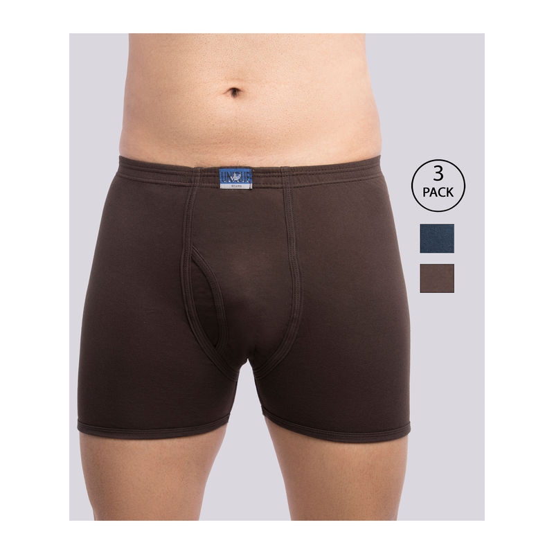 VIP Unique Men's Snug Fit Cotton Trunks in Assorted Colors (Pack of 3) (XL)