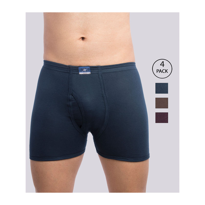 VIP Unique Men's Snug Fit Cotton Trunks in Assorted Colors (Pack of 4) (XL)