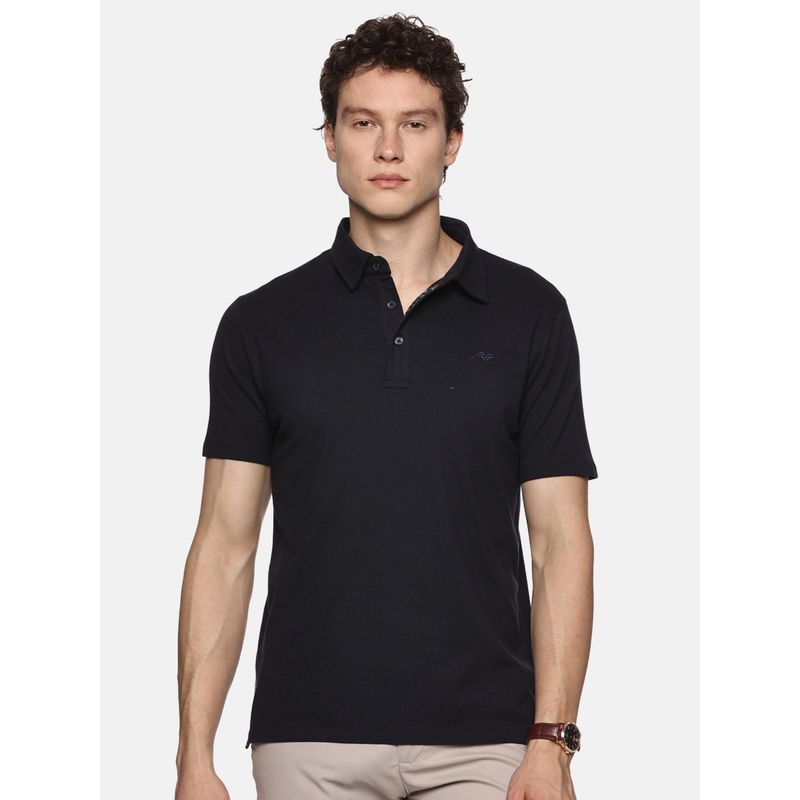 MELVIN JONES Black Solid Pattern Polo T -Shirt (M)