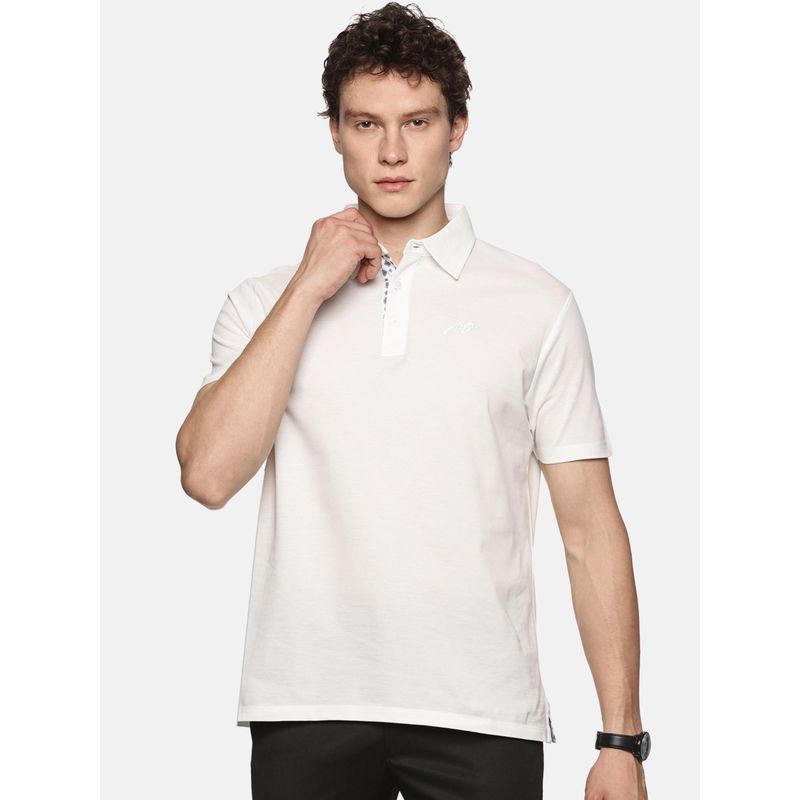 MELVIN JONES White Solid Pattern Polo T -Shirt (S)
