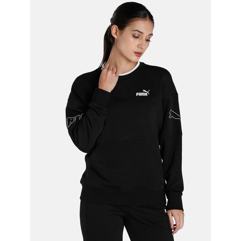 Puma Power Colorblock Womens Black Sweatshirt (S)