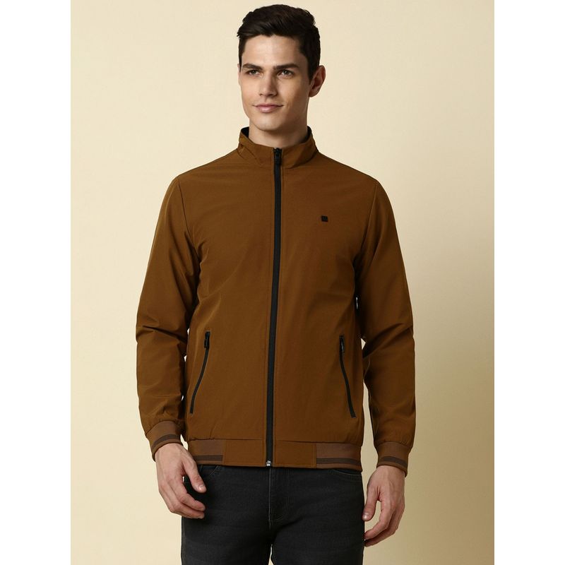 Allen Solly Men Brown Solid Full Sleeves Casual Jacket (S)