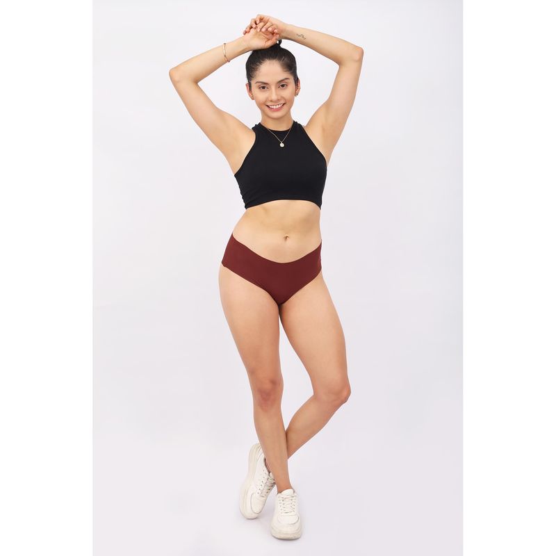 BASIQ. Seamless Hipster Underwear Brown High Waist (S)