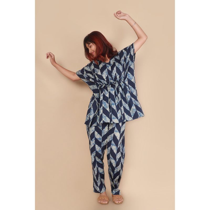 BREATH:ABLES Womens Blue Cotton Co-Ord Set (S/M)