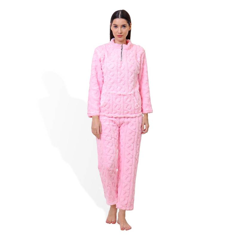 CareDone Winter Wear Night Suits For Women Pink (M)
