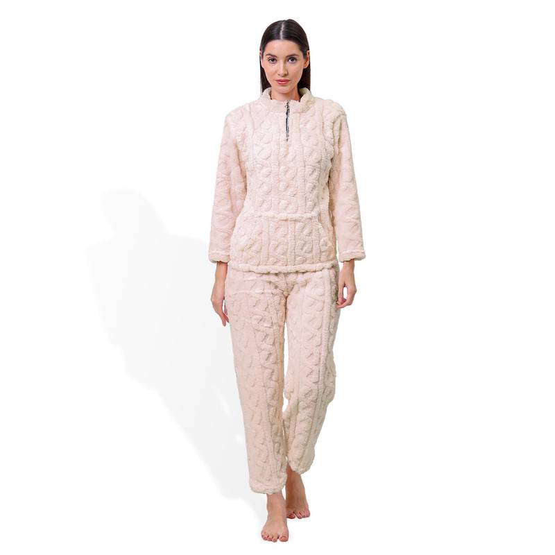 CareDone Winter Wear Night Suits For Women Beige (M)