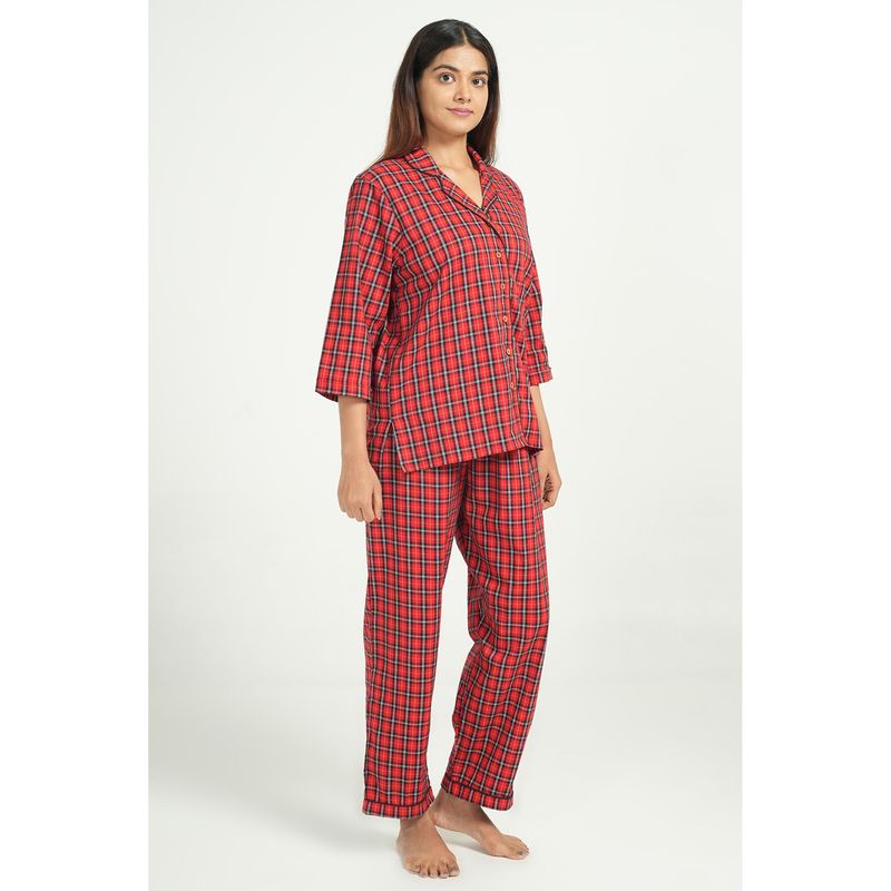 BREATH:ABLES Women Cotton Checks Nightsuit (S/M)