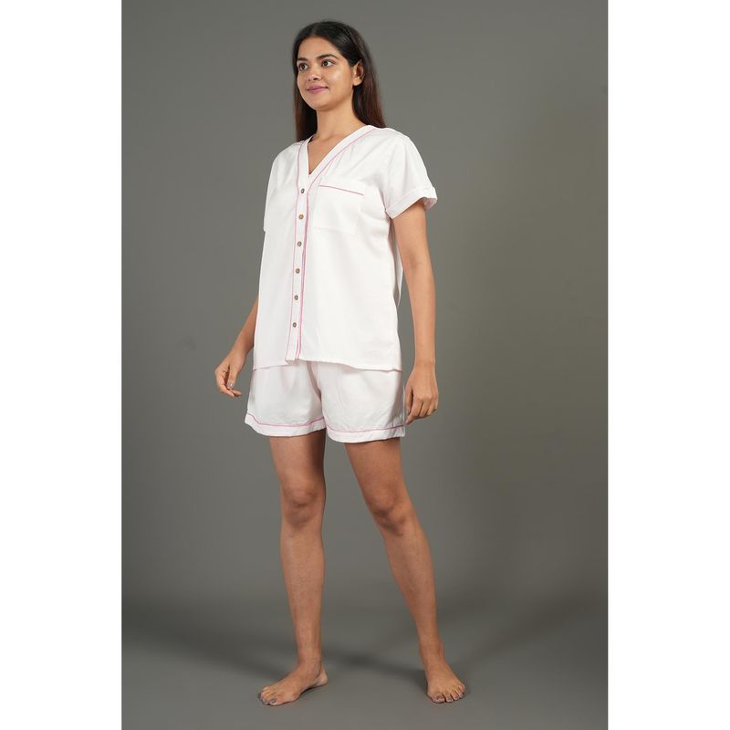 BREATH:ABLES Women Cotton Co-Ord Set Night Wear Pink (S/M)