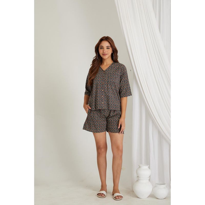 BREATH:ABLES Women Cotton Printed Co-Ord Set Multi-Color (S/M)