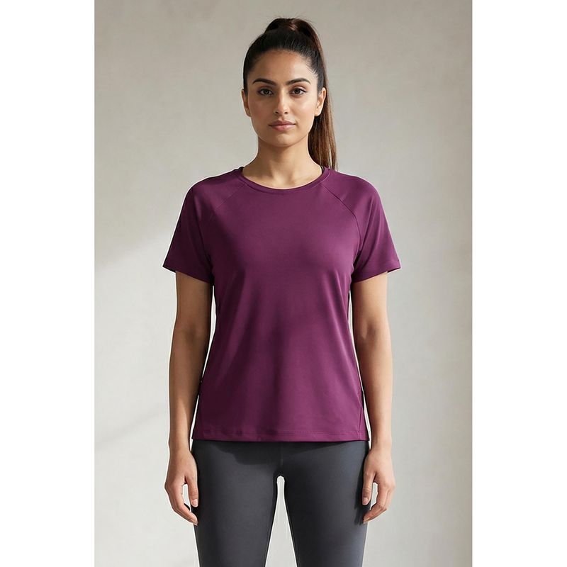 Zivame Zelocity Quick Dry Relaxed Top - Dark Purple (XL)
