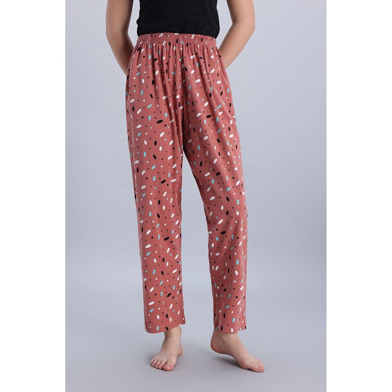 Zivame Knit Cotton Sleep Pyjama - Coral Almond (XL)