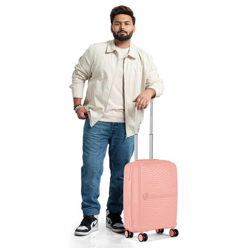 Nasher Miles Bruges Hard-Sided Polypropylene Peach Trolley Bag (Small)