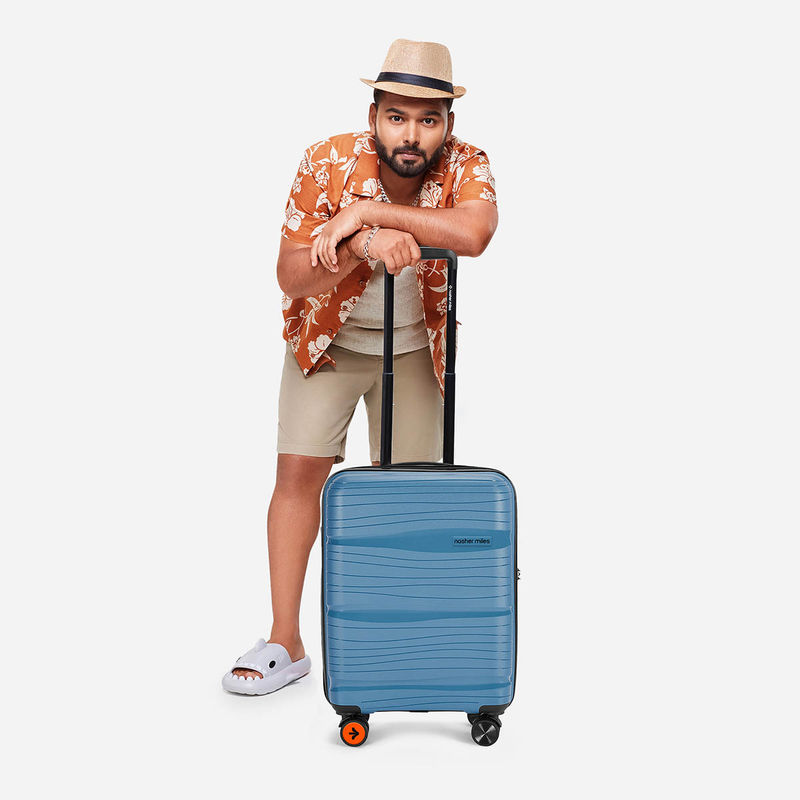 Nasher Miles Nicobar Hard-Sided Polypropylene Blue and Grey Trolley Bag (Small)