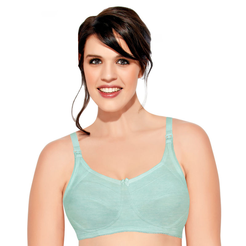 Enamor MT02 Sectioned Lift & Support Nursing Bra - Non-Padded Wirefree High Coverage - Blue (38D)
