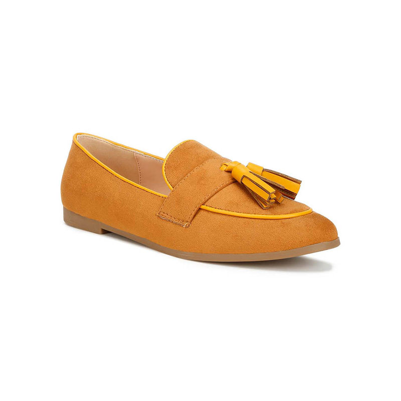 Rag & Co Mustard Micro Suede Tassel Ballerina (UK 3)