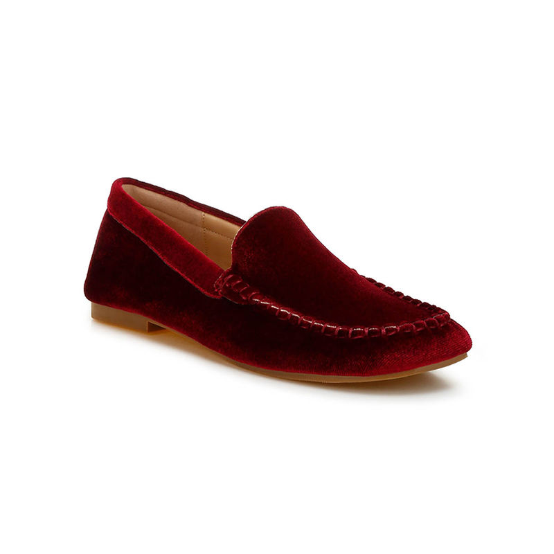 Rag & Co Red Velvet Flat Loafers (UK 3)