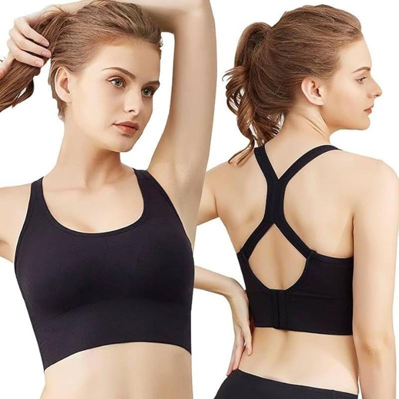 BRACHY Black Power Styled Back Active Sports Bra (M)