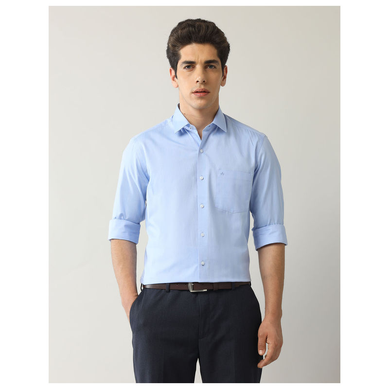 Arrow Men Solid Manhattan Slim Fit Shirt Blue (42)