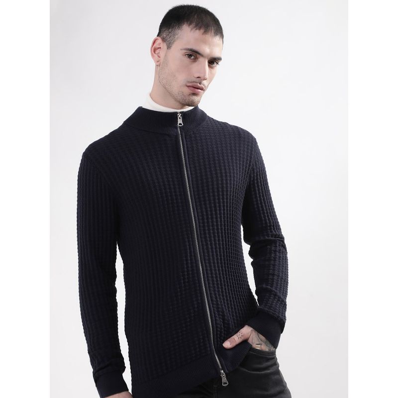 Matinique Men Navy Solid Sweater (M)