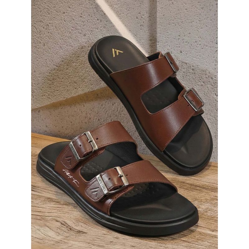 Alberto Torresi Men Brown Leather Two-Strap Sandals (UK 8)