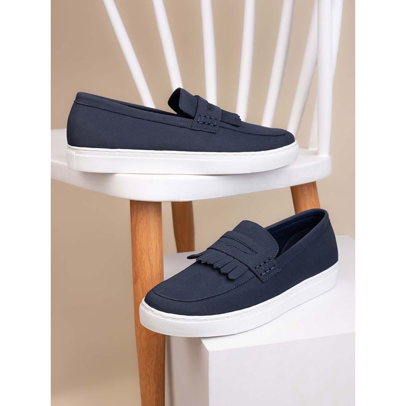 Styli Men Suede Casual Fringed Slip On Navy Blue Loafers (EURO 42)