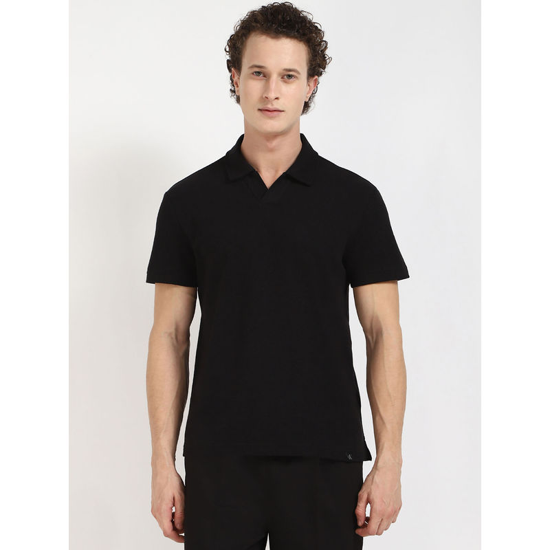 Calvin Klein Mens Black Solid Polo T-Shirt (XL)