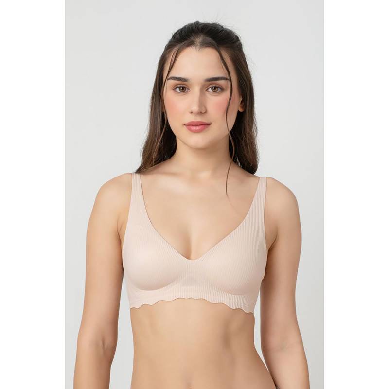 bodyline Nude Seamless Light Padded with Medium Coverage Plunge Bra (M)