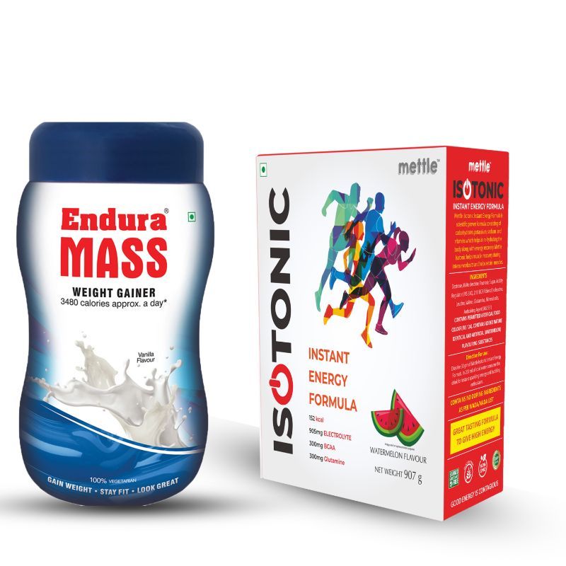Endura Mass Weight Gainer Vanilla Flavour With Mettle Isotonic Energy
