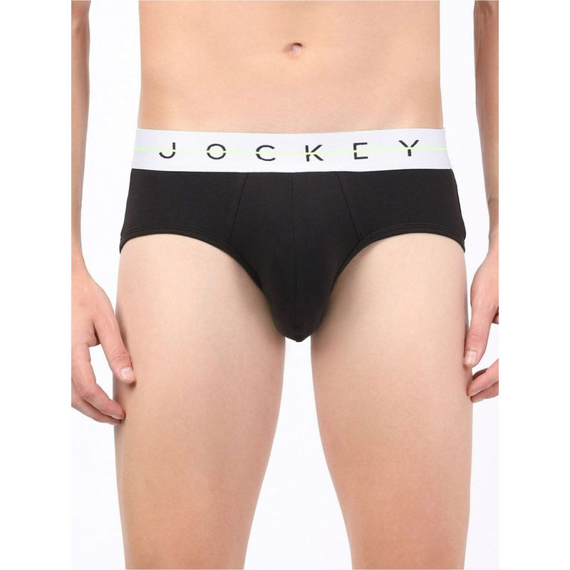 Jockey NY15 Men Super Combed Cotton Elastane Stretch Solid Brief - Black (L)