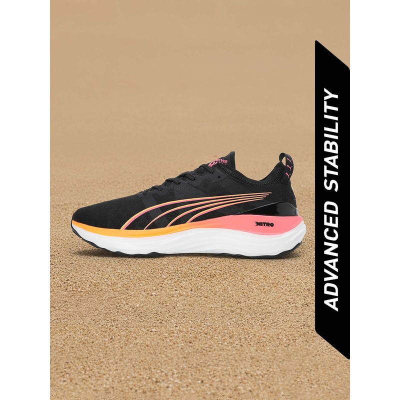 Puma Foreverrun Nitro Men Black & Pink Running Shoes (UK 7)