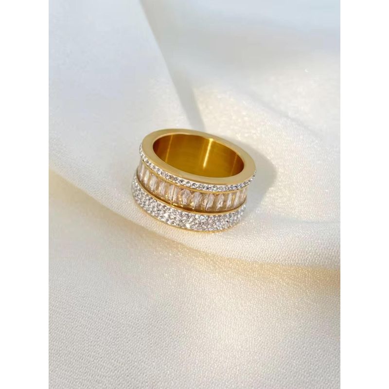 Inaya Accessories Modern 18Kt Gold Plated Inlaid Zircon Stackable Statement Ring, Zaraa (6)