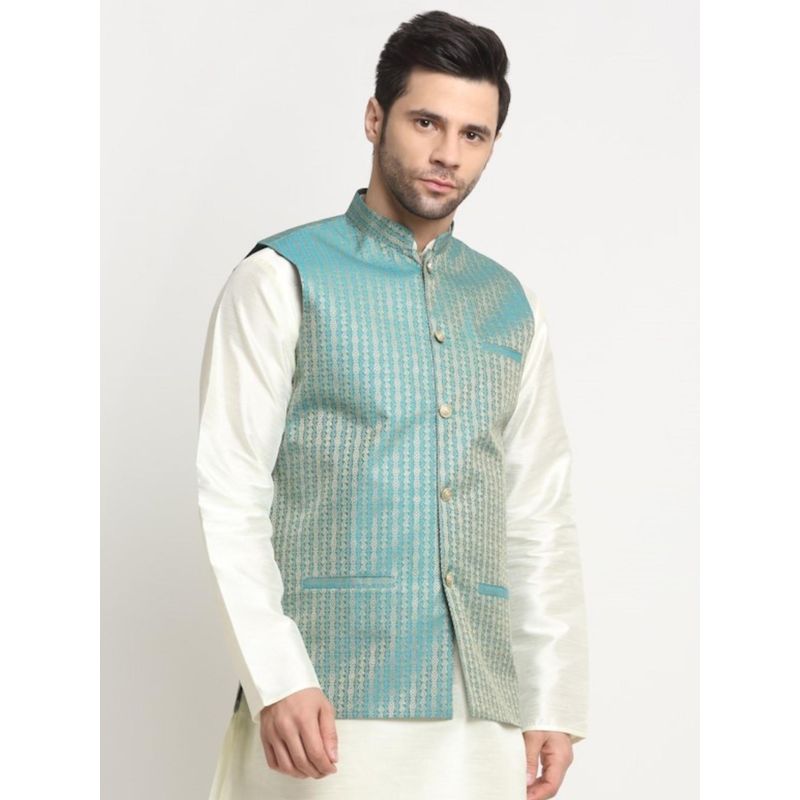 Kraft India Mens Woven Blue Nehru Jacket (2XL)