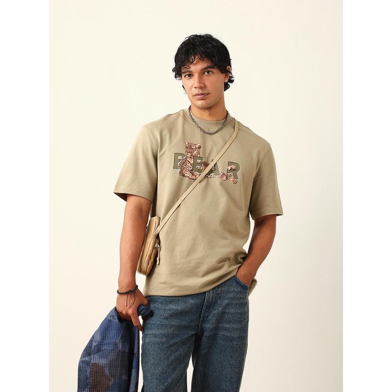 THE BEAR HOUSE Men Green Graphic T-Shirt (S)