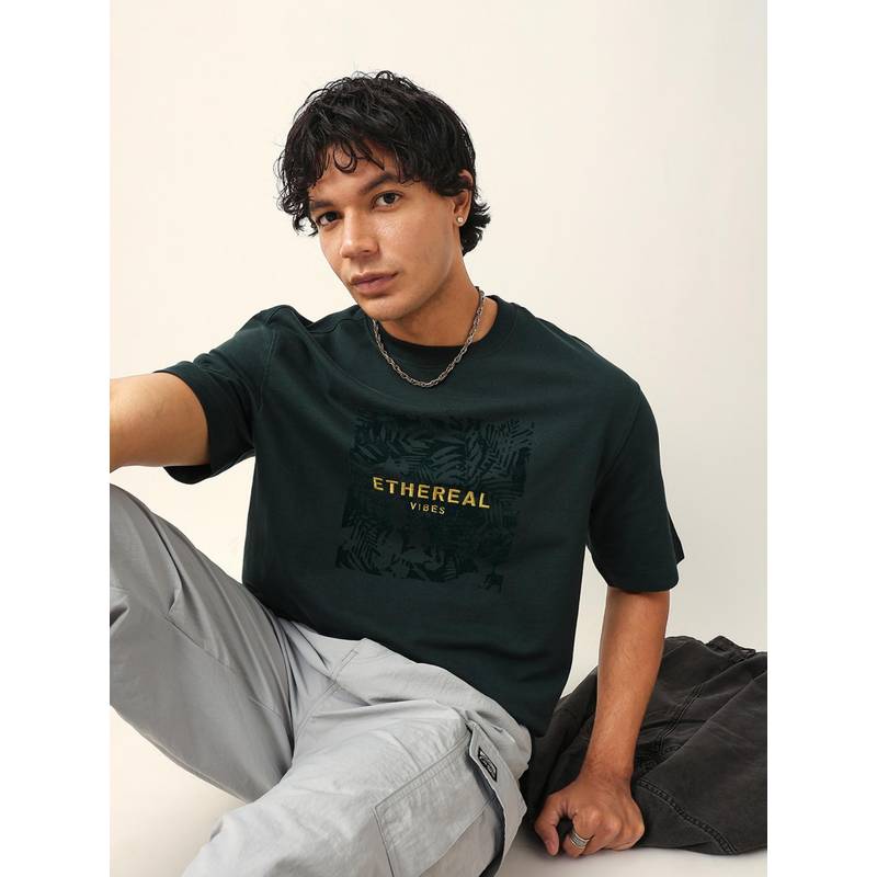 THE BEAR HOUSE Men Green Graphic T-Shirt (XL)