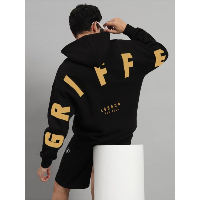 Griffel Black Winter Wear Oversized Cotton Fleece Hoodie (S)