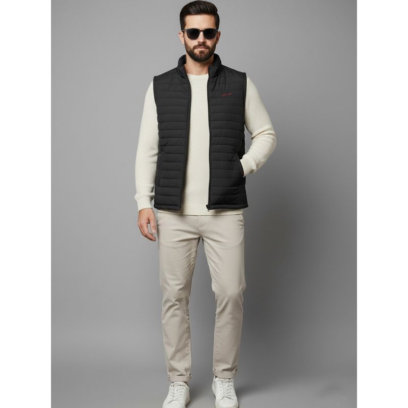 SPIRIT Men Solid High Neck Black Sleeveless Puffer Jacket (3XL)