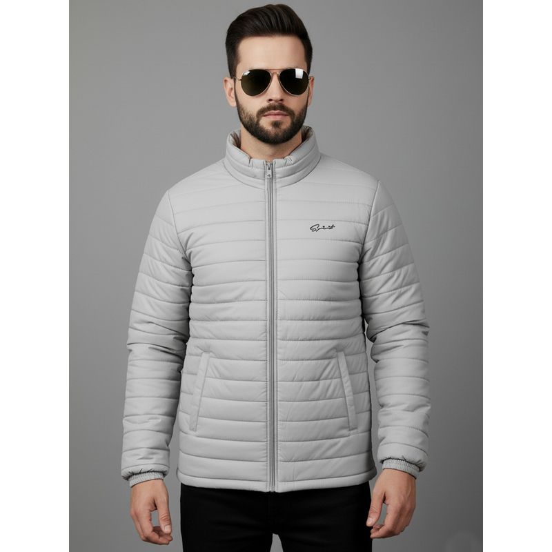 SPIRIT Men's Solid High Neck Grey Full Sleeves Puffer Jacket (3XL)