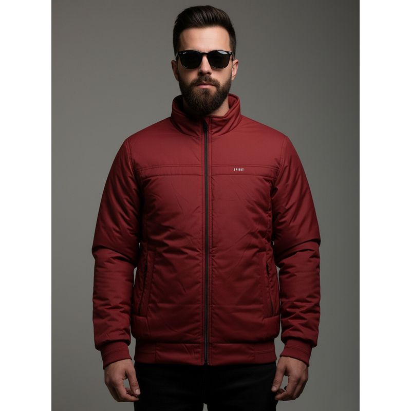 SPIRIT Men Solid High Neck Maroon Full Sleeves Puffer Jacket (XL)