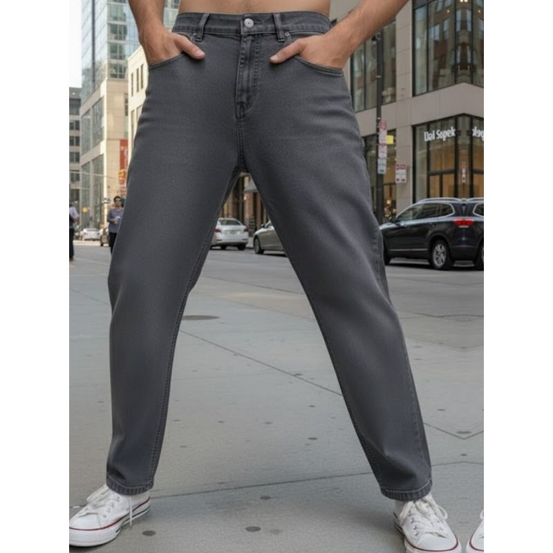 RIGO Men Grey Solid Straight Fit Jeans (30)