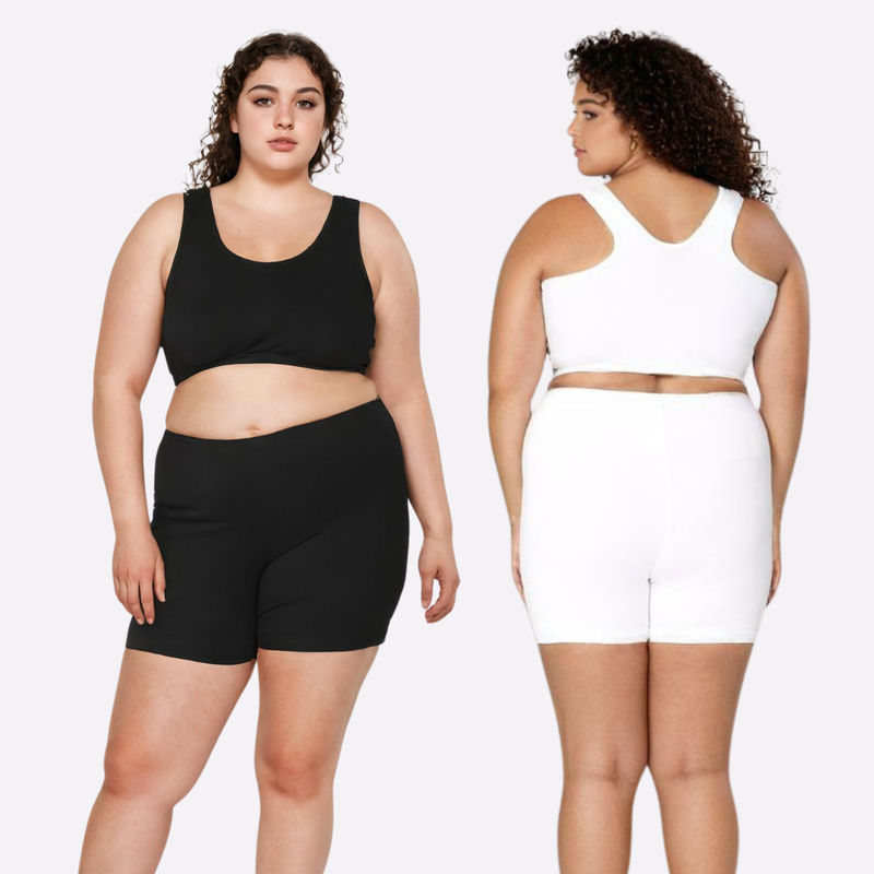 Adira Plus Size Black & White Under Dress Shorties (Pack of 2) (6XL)