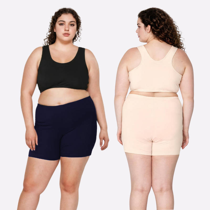 Adira Plus Size Navy Blue & Beige Under Dress Shorties (Pack of 2) (7XL)