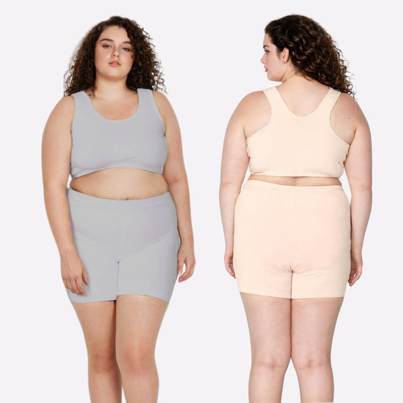 Adira Plus Size Grey & Beige Under Dress Shorties (Pack of 2) (3XL)