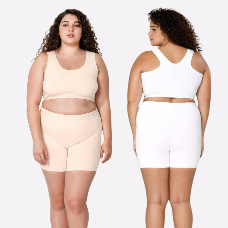 Adira Plus Size White & Beige Under Dress Shorties (Pack of 2) (10XL)