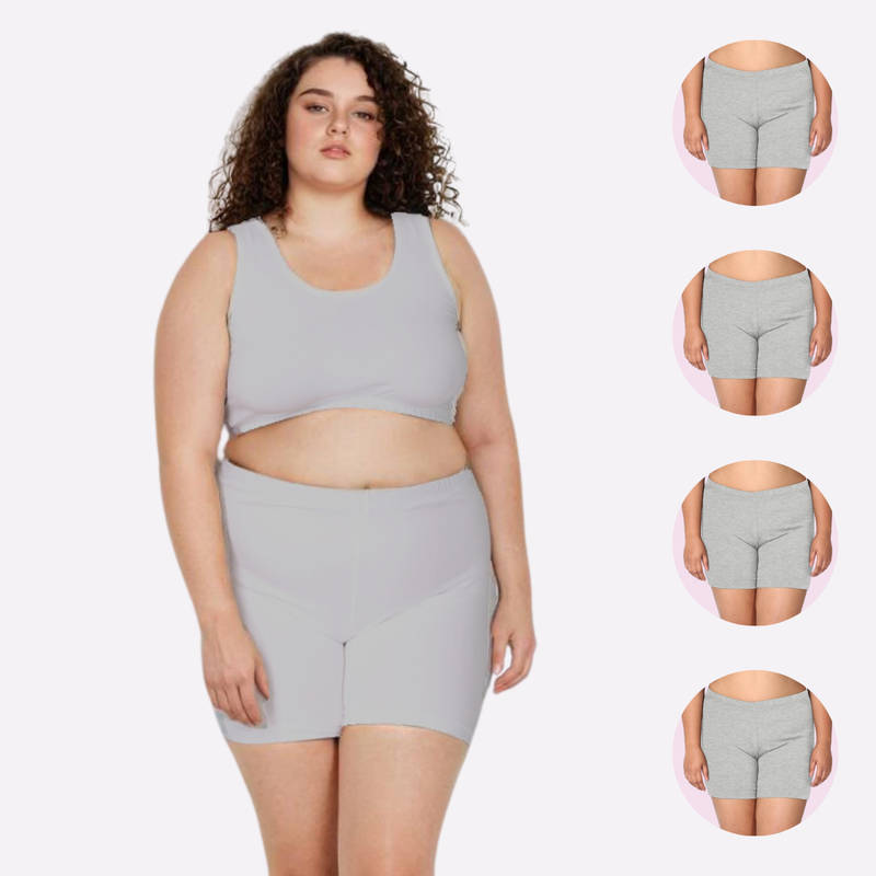 Adira Plus Size Grey Under Dress Shorties (Pack of 4) (3XL)