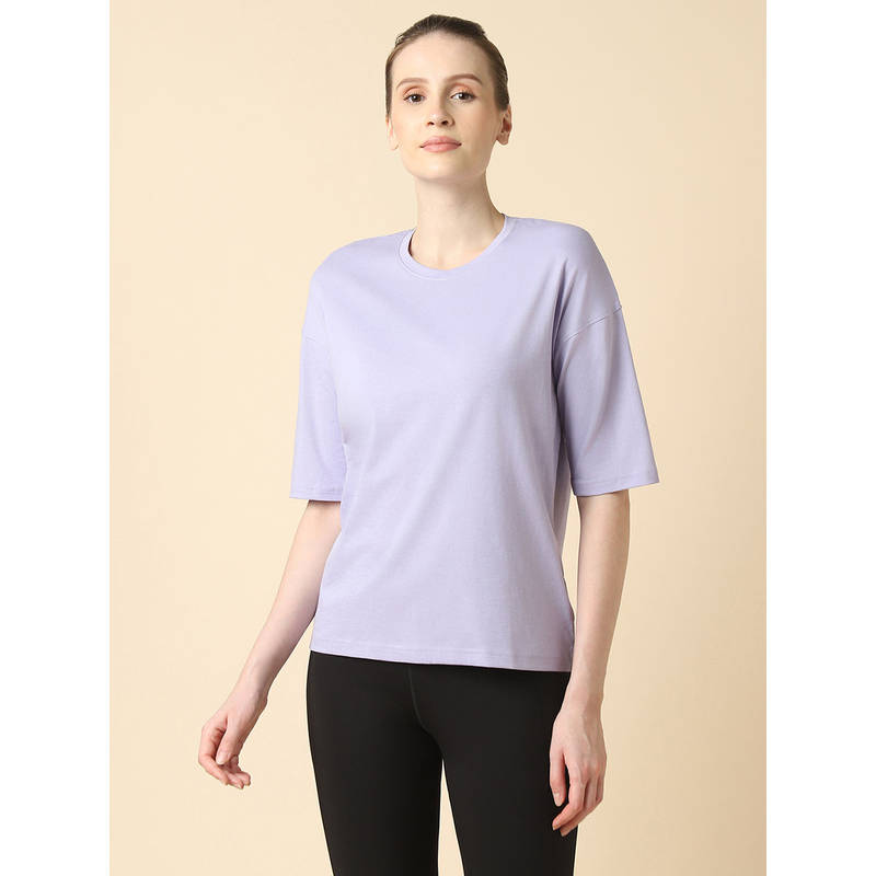 Van Heusen Women Solid Crew Neck T-Shirt - Three Forth Sleeves And Superior Drape (S)