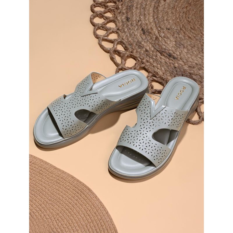 ROCIA By Regal Green Women Laser Cut Comfort Sandals (EURO 36)