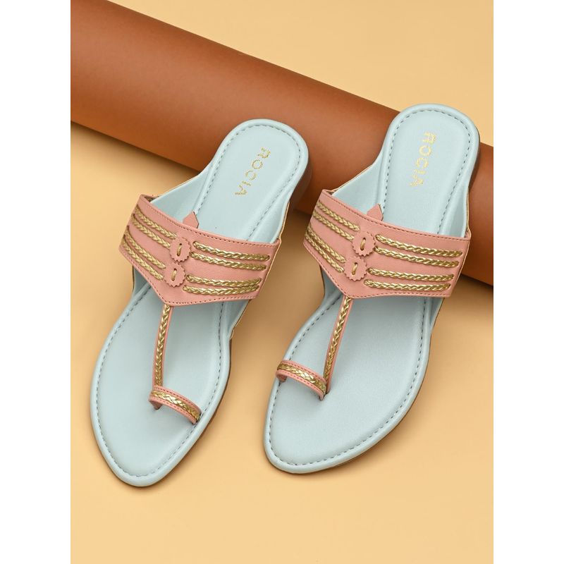 ROCIA By Regal Pink Women Stylish Flat Kolhapuris (EURO 36)